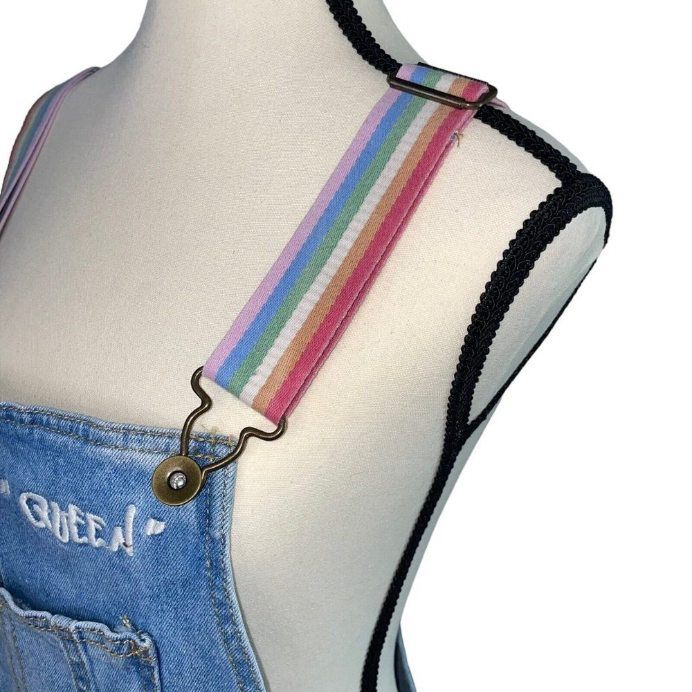 Take Pride RAINBOW Straps QUEEN DENIM OVERALLS JEANS Size M, NWT - Picture 4 of 9